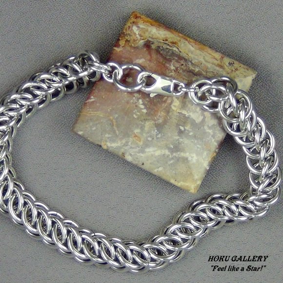 NWOT Unisex Bracelet!! Handmade Chainmaille of Shiny Aluminum - 8 1/4" - Picture 5 of 8